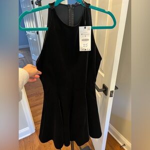 Zara Black velvet sleeveless mini dress Sz M